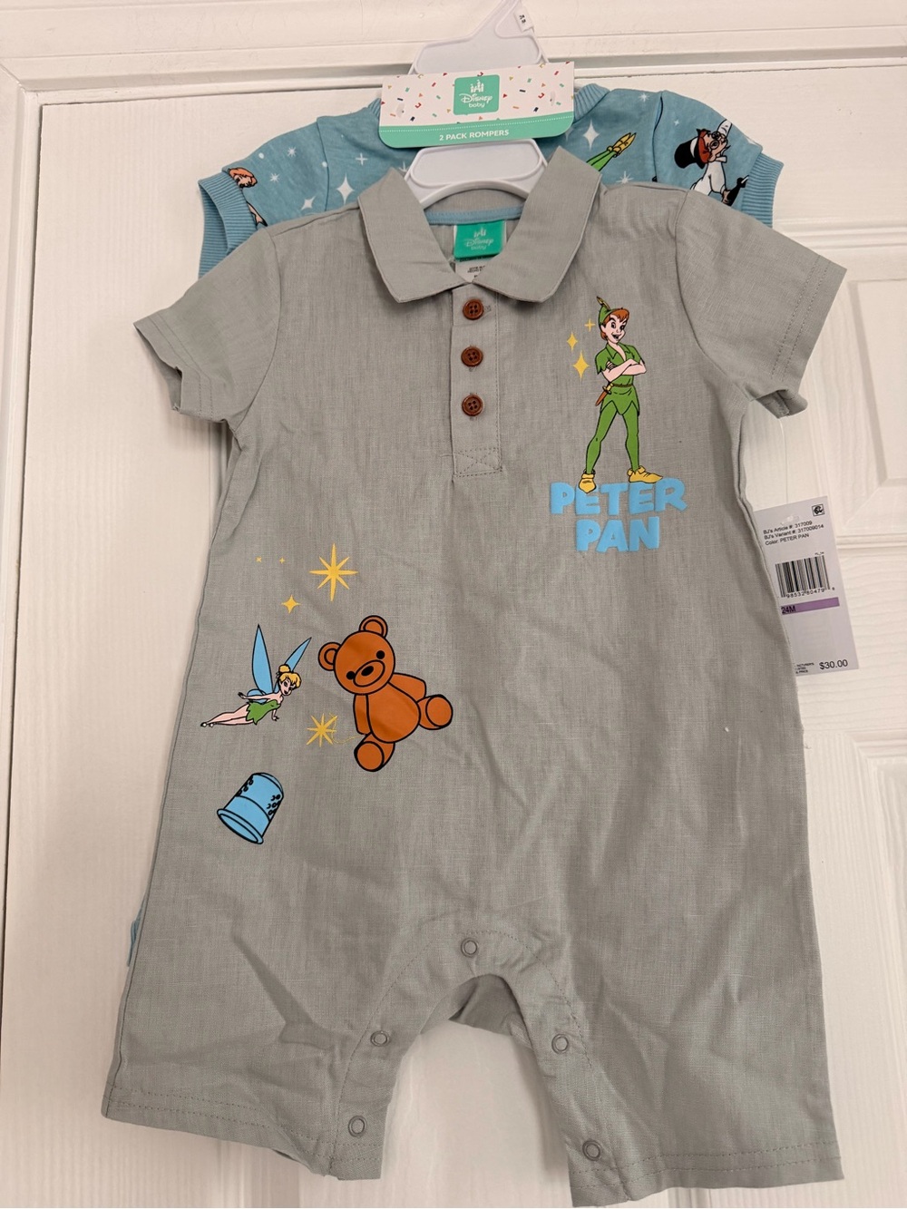 Disney Peter Pan Gray and Green Toddler One-Piece Romper